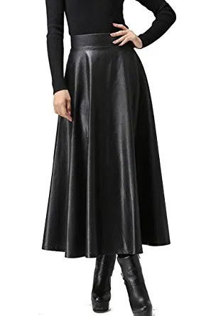 Black Leather High Waisted Maxi Skirt