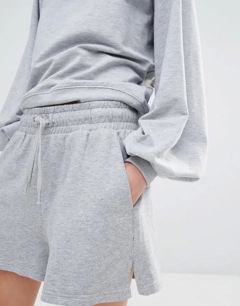 Grey Jogger Shorts with Crew Neck Sweatshirt