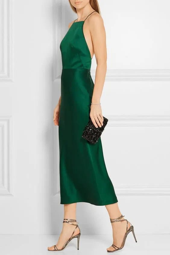 Satin Emerald Green Dress