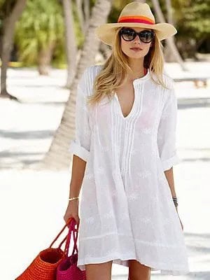 Blouse Dress with Straw Hat