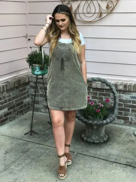 Grey Dress with White T Shirt