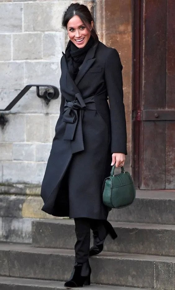 Black Wool Wrap Coat