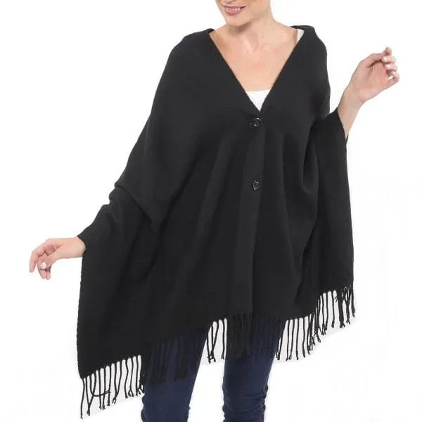 Button Up Black Shawl with White Tank Top & Jeans