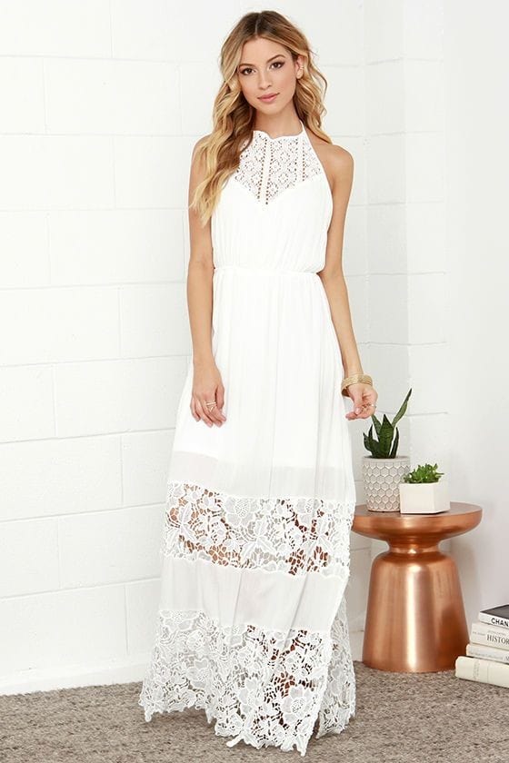 Maxi Lace Halter Dress