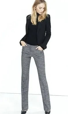 Cigarette Cut Grey Tweed Pants with Black Blazer