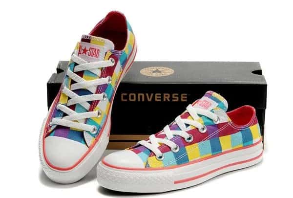 Yellow, Blue, Red and White Low Top Canvas Sneakers