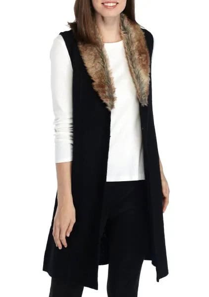 Black Long Sweater Vest with White Sweater & Skinny Jeans