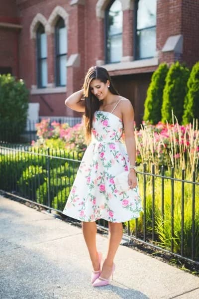 Spaghetti Strap Fit and Flare Midi Dress