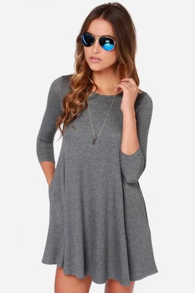 Grey Babydoll T Shirt Dress