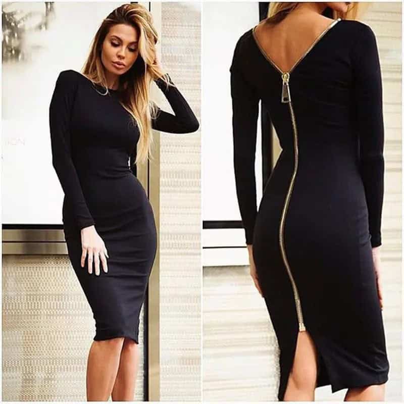 Black Back Zipper Dress