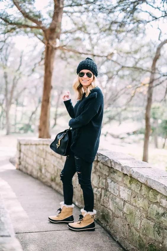 Fur Lined Boots + All-Black-Everything