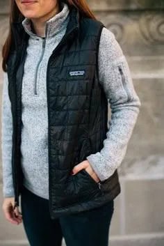 Fleece Sweater with Black Quilted Vest