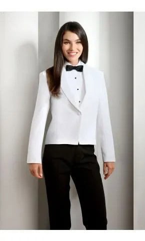 White Tuxedo Dinner Jacket with Black Pants & Bow Tie