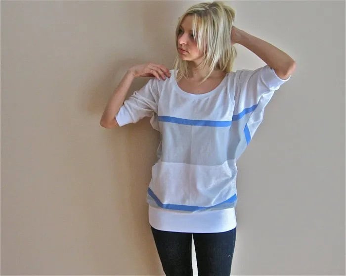 Grey and White Color Block Top