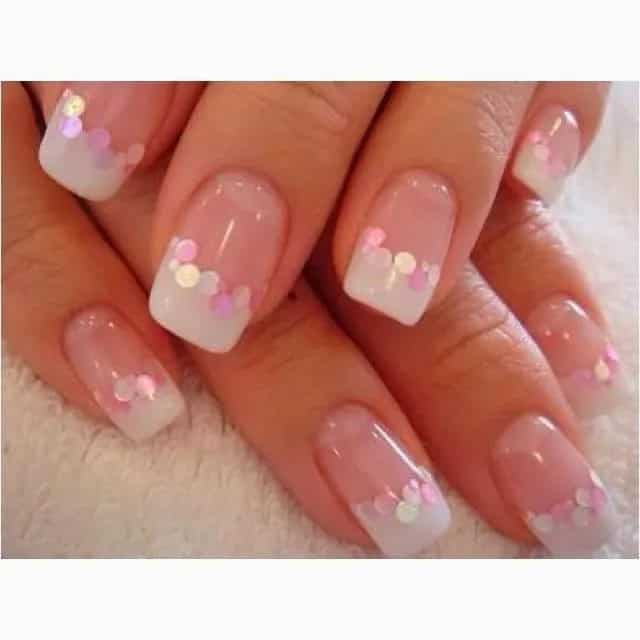 Pink and white gel nails