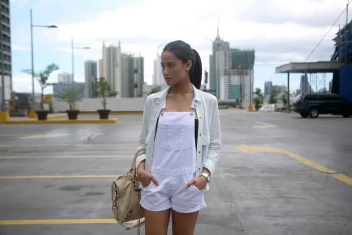 White Overall Shorts with Linen Shirt