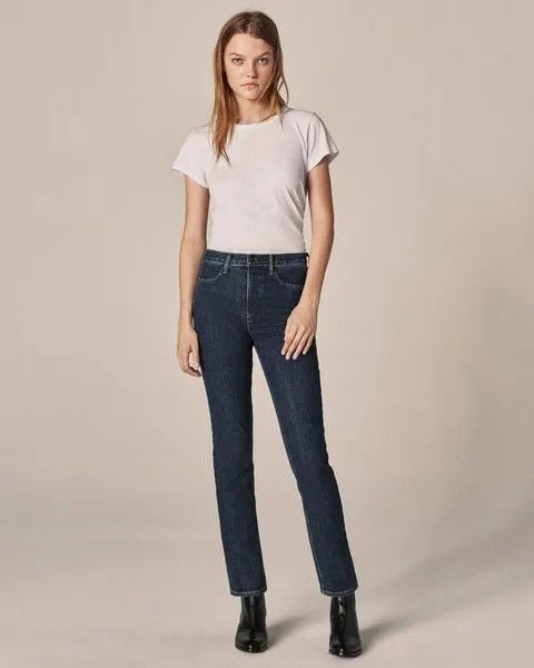 White Tee with High Waisted Cigarette Jeans