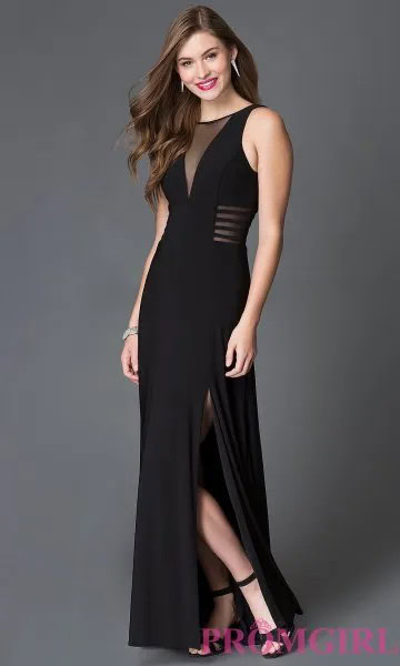 Black Maxi Semi-Sheer High Split Dress