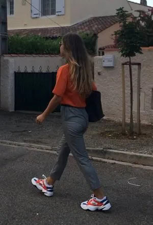 Lime Green T Shirt with Colorful Walking Sneakers