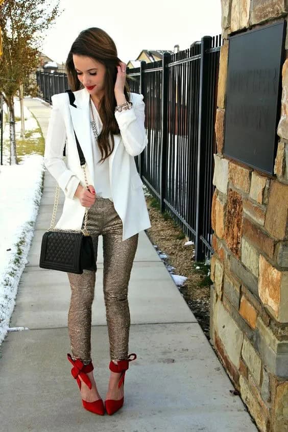 Sequin Leggings and Dorothy Red Shoes