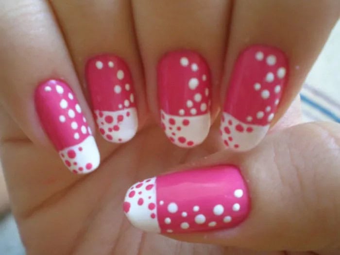 Pink and white gel nails