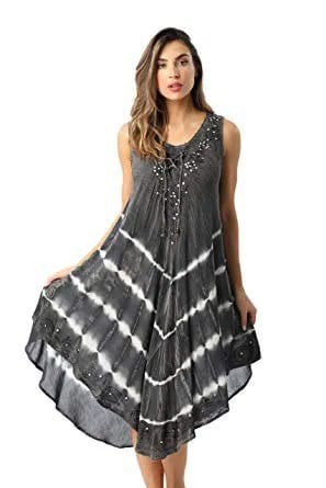 Grey and White Chiffon Maxi Tank Shift Dress