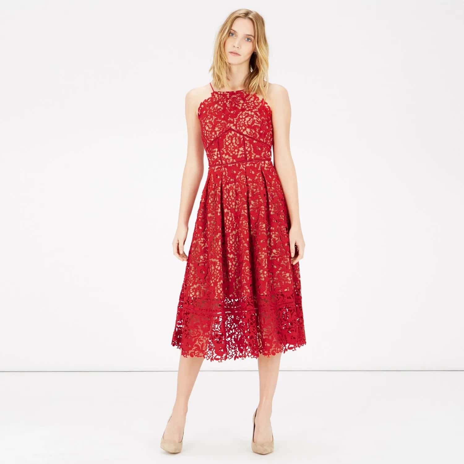 Midi Lace Halter Dress