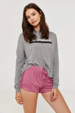 Grey Graphic Sweat Shirt with Blush Pink High Waisted Sweatshorts