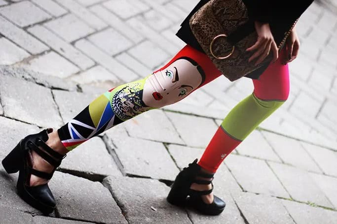 Black bomber Jacket with Colorful Cute Leggings & Cutout Ankle Boots