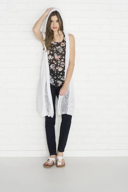 Hooded Long Sleeveless Cardigan