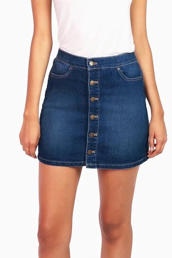 Button Front or Button Down Denim Mini Skirt