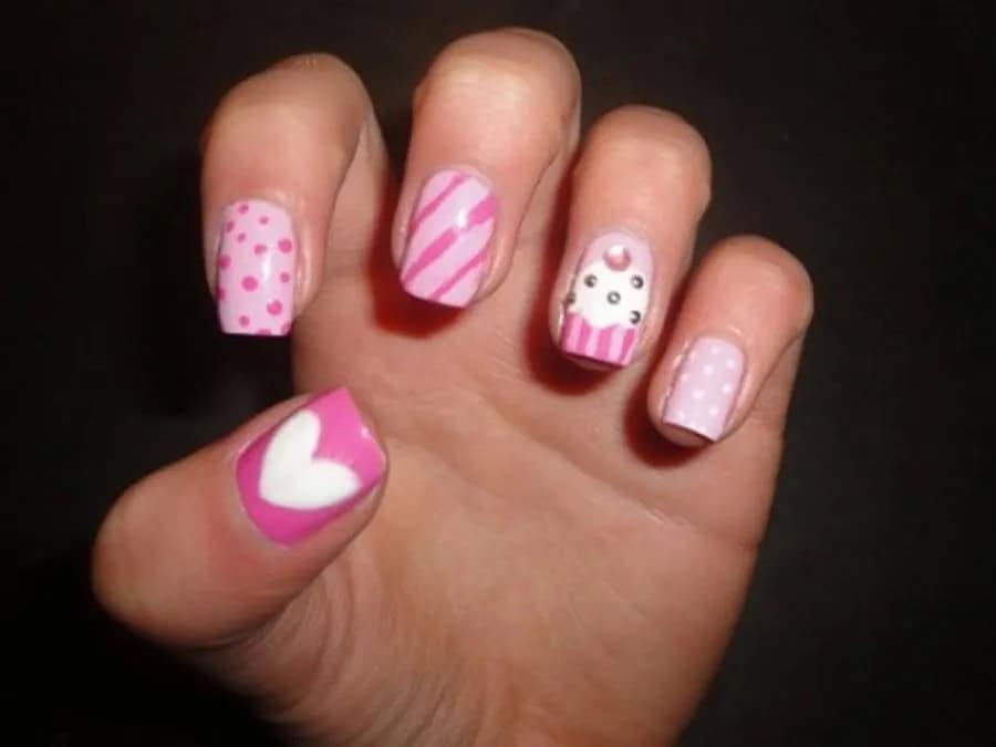 Pink acrylic nails