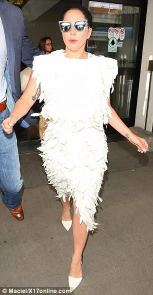 White Sleeveless Knee Length Dress Filled with Feathers