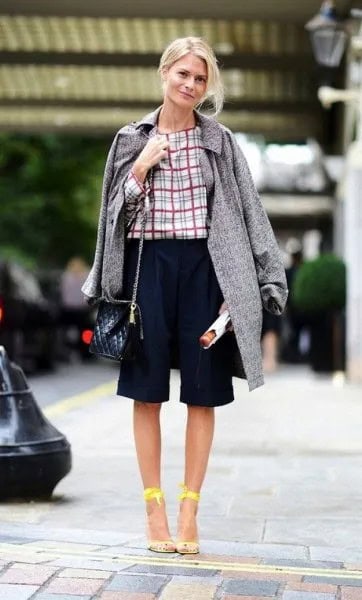 Wear with Plaid Blouse and Long Tweed Coat