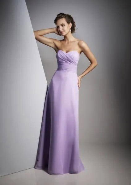 Pale Purple Fit and Flare Strapless Floor Length Prom Dress