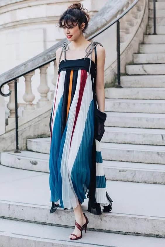 Pleated Spaghetti Strap Dress