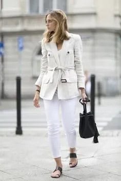 White Belted Coat with Skinny Jeans