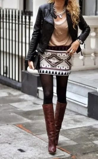 Wear with Black Moto Jacket & Black and White Mini Skirt