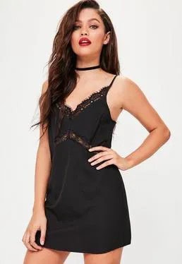 Black Lace Cami Dress with Choker