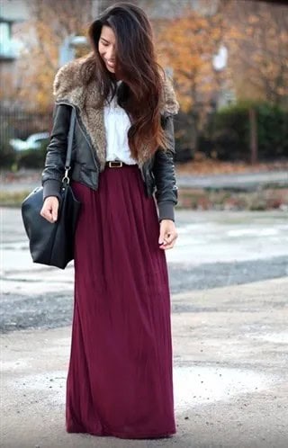 Winter maxi skirt outfits