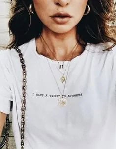 White Graphic T Shirt with Gold Chain