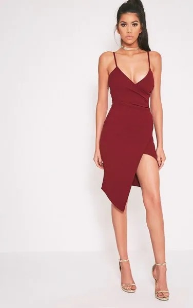 Red Bodycon Wrap Mini Dress