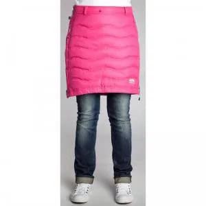 Hot Pink Down Skirt with Greyish Blue Cuffed Jeans