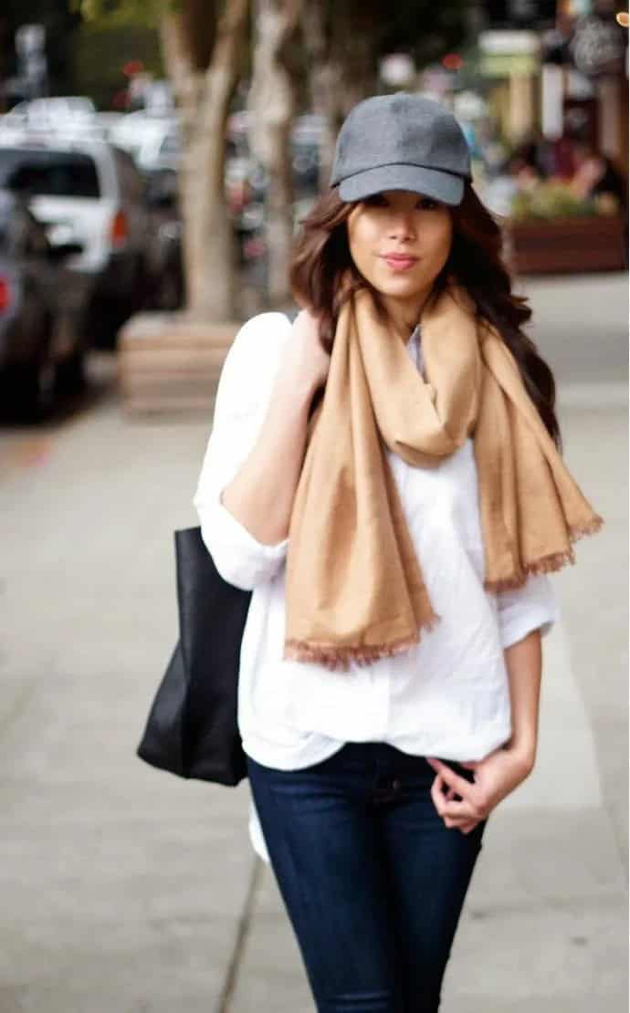 Wear a Wool Baseball Cap with a Scarf