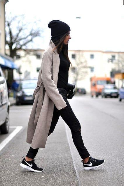 Baggy Coat + Black Sneakers