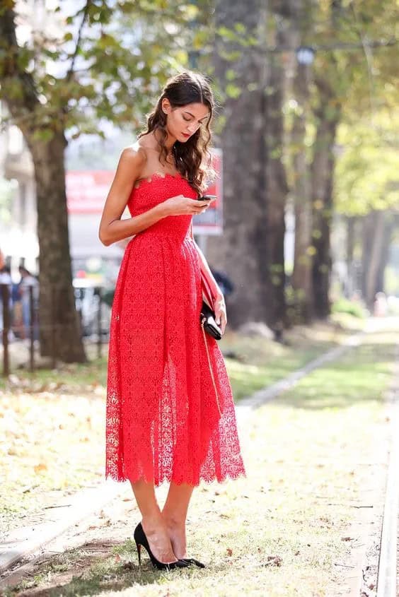 Lace Strapless Dress