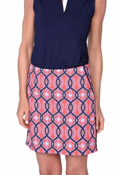 Navy V Neck Sleeveless Top with Blue and Pink Skort