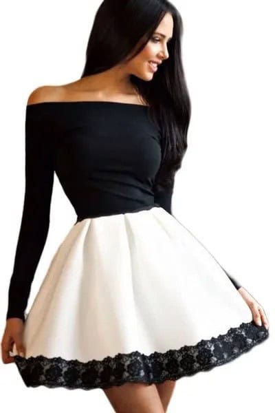 Two-Toned Off The Shoulder Skater Dress