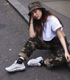 Camo Bucket Hat with White Oversized Tee & Camo Pants