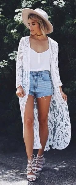 Wear with White Vest Top & Blue Denim Mini Shorts